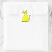 Gele vetkat vierkante sticker (Tas)