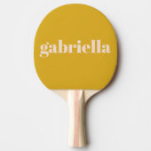 Gele Vette Typografie Gepersonaliseerde Naam Tafeltennisbatje (Voorkant)