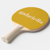 Gele Vette Typografie Gepersonaliseerde Naam Tafeltennisbatje (Voorkant Gekanteld)