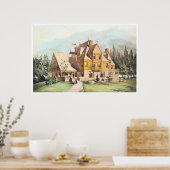 Gele Victoriaans stijlstartpunten uitwerken Poster (Keuken)