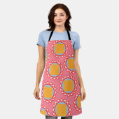 Gele Vierkante All-Over Print Apron Schort (Gedragen)