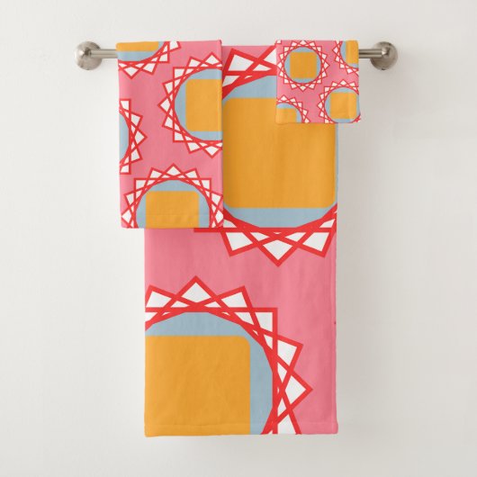 Gele Vierkante Patroon Bad Handdoek (Insitu)