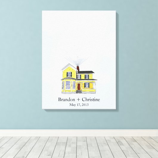 Gele vingerafdrukgids voor thuisgebruik canvas afdruk (Insitu (Houten vloer))