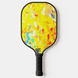 Gele vingerverf pickleball paddle