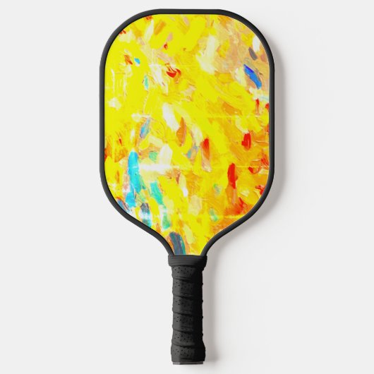 Gele vingerverf pickleball paddle (Voorkant)