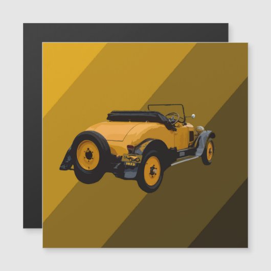 Gele vintage cabriolet, magnetische kaart (Voorkant / Achterkant)