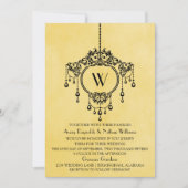 Gele Vintage Chandelier Wedding Invite Kaart (Voorkant)