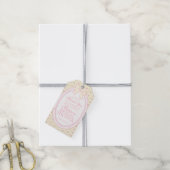 Gele Vintage Fancy Bloemige Bruiloftsshower Favore Cadeaulabel (Met Touw)