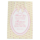 Gele Vintage Fancy Bloemige Bruiloftsshower Favore Medium Cadeauzakje (Achterkant)