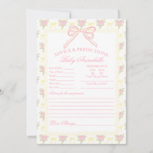 Gele Vintage Fantasie Bloemige Baby Advieskaart Kaart