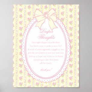 Gele Vintage Fantasie Bloemige Luier Gedachten Bab Poster