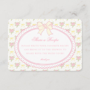 Gele Vintage Fantasie Bloemrijke Deelrecept Informatiekaartje
