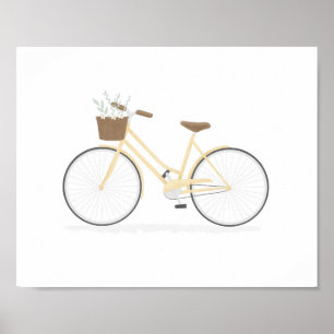 Gele vintage fiets met mand poster