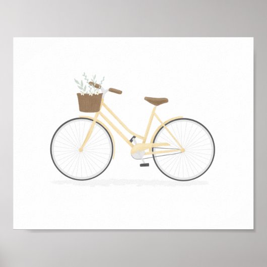Gele vintage fiets met mand poster (Voorkant)