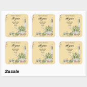 Gele vintage rozemarijn pot fles vierkante sticker (Vel)