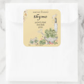 Gele vintage rozemarijn pot fles vierkante sticker (Tas)