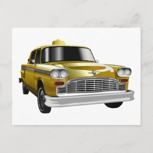 Gele vintage taxi uit New York City Briefkaart
