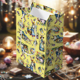 Gele Vintage Waterverf Paashaas en Eieren Medium Cadeauzakje