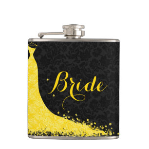 Gele Vintage Weddenschap Dress Bride Tekst Heupfles