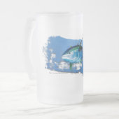 Gele vintonijn van geelglas. matglas bierpul (Voorkant links)