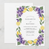 Gele Violet Stralende Citrus Bruiloft Kaart (Voorkant / Achterkant)