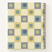 Gele violette bloem cheques notitieboek (Achterkant)