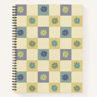 Gele violette bloem cheques notitieboek