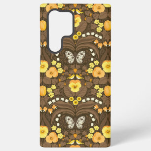 Gele viooltjes, vogels en vlinders samsung galaxy hoesje