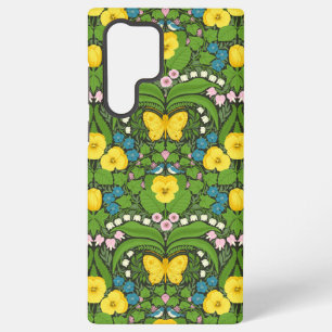 Gele viooltjes, vogels en vlinders samsung galaxy hoesje