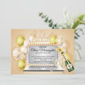 Gele Virtual Vrijgezellenfeest Celebration-laptop Kaart (Staand voorkant)