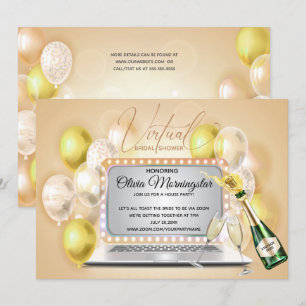 Gele Virtual Vrijgezellenfeest Celebration-laptop Kaart