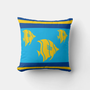 Gele vis, blauw en geel kussen