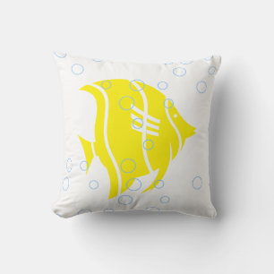 Gele vis op witte PILLOW Kussen