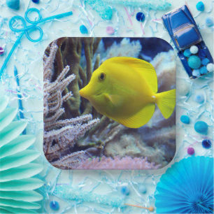 Gele vis papieren bordje