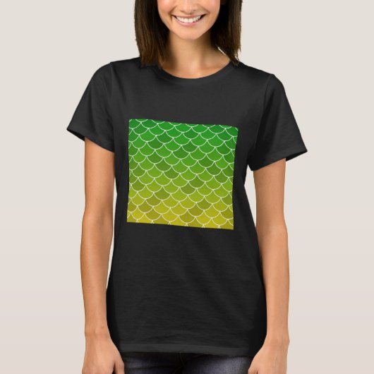 Gele visschubben lang t-shirt (Voorkant)