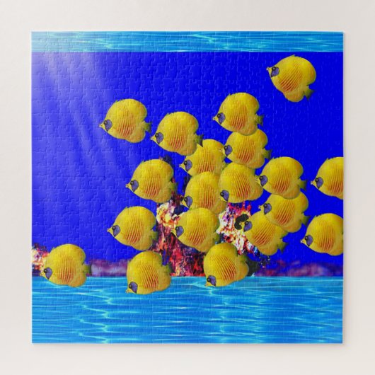 Gele vissen Gigzaag Puzzle Legpuzzel (Verticaal)