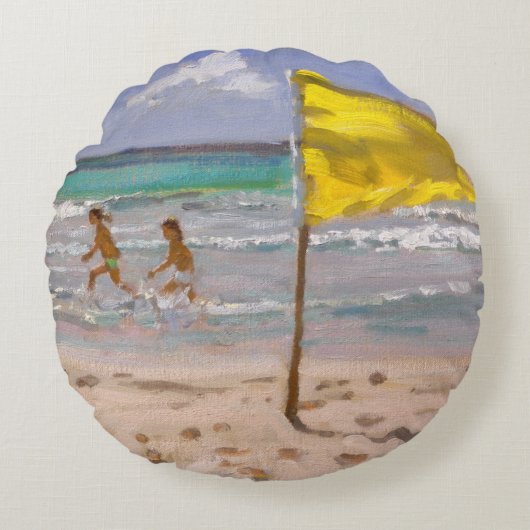 Gele vlag Barbados 2010 Rond Kussen (Voorkant)