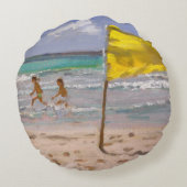 Gele vlag Barbados 2010 Rond Kussen (Achterkant)