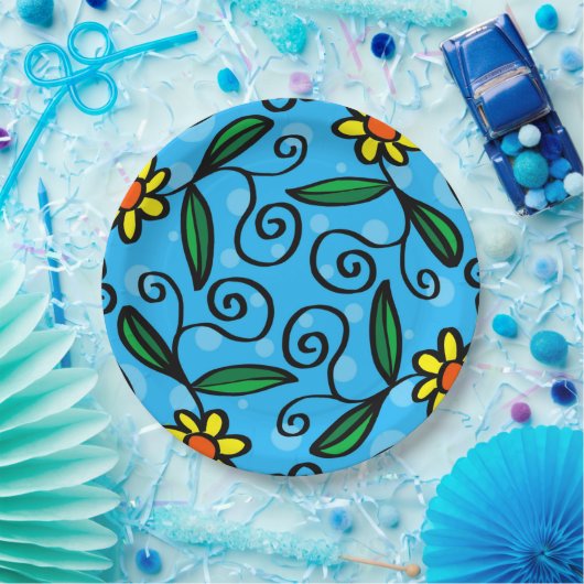 Gele vlakke Design Borden papier Papieren Bordje (Feest)