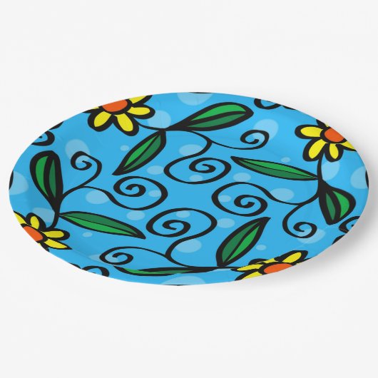 Gele vlakke Design Borden papier Papieren Bordje (Gekanteld)