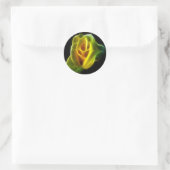 Gele vlammenroos ronde sticker (Tas)