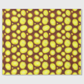 Gele Vlekken op Bruin Cadeaupapier (Vlak)