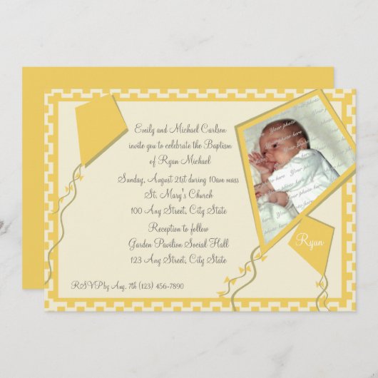 Gele vliegers Foto / Doopsel Kaart (Voorkant / Achterkant)