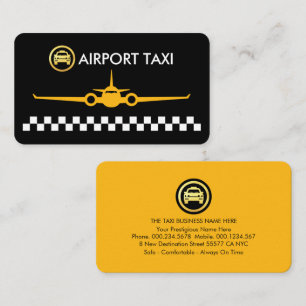 Gele Vliegtuig Taxi Gecontroleerde Vakjes Visitekaartje