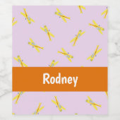 Gele vliegtuigen op paars wijn etiket (Enkel label)