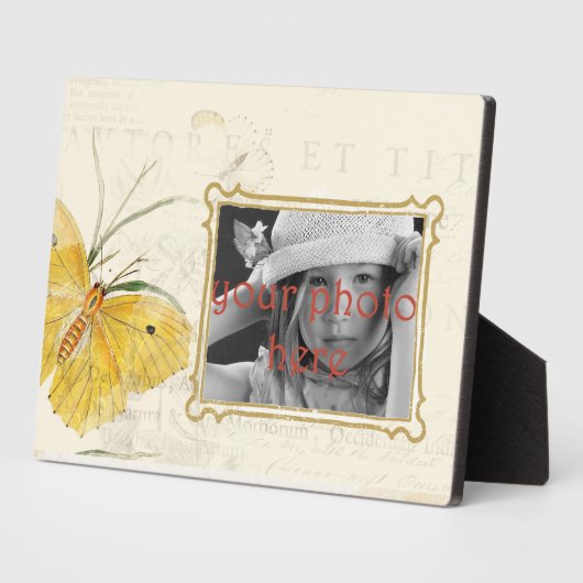Gele vlinder 5 x 7 Foto Plaque met Easel Fotoplaat (Zijkant)