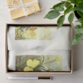 Gele Vlinder Bloemen Ephemera Decoupage Frans Tissuepapier (Geschenk)