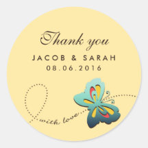 Gele vlinder bruiloft Hartelijk dank Sticker