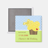 Gele Vlinder Cupcake Leuk Kind Verjaardagsfeest Magneet (Voorkant / Achterkant)