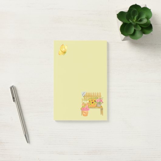 Gele vlinder en bloemenbank Post-It® notities Notes (Kantoor)